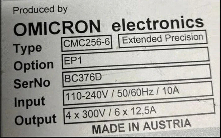 Omicron CMC 256-6 Relay Test Set BC376D